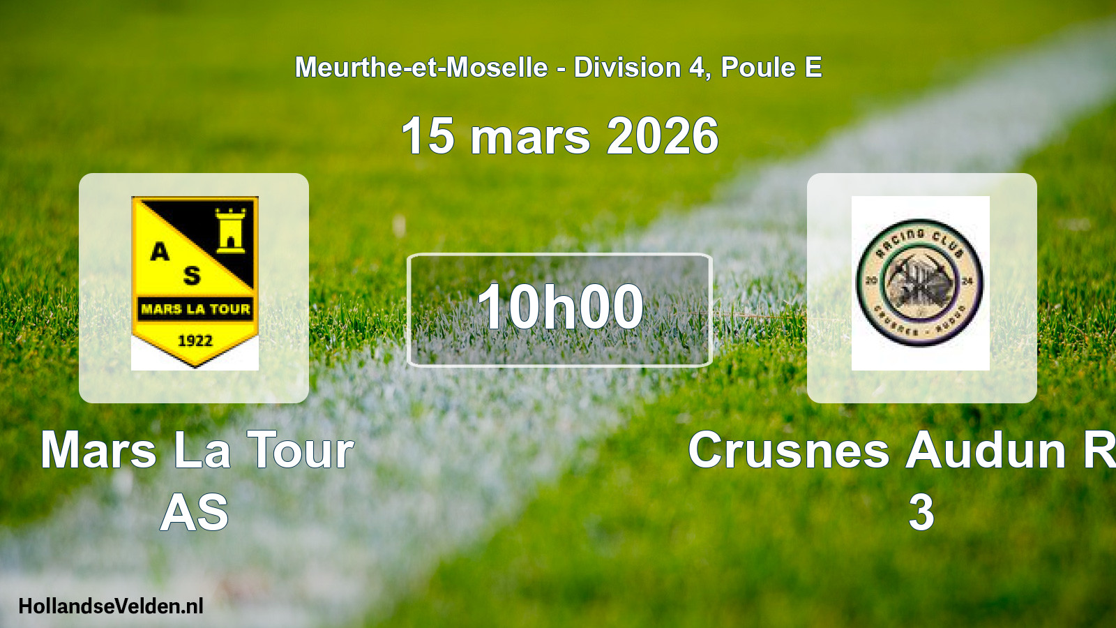 Match programmé: Mars La Tour AS - Crusnes Audun RC 3 (15 mars 2026)