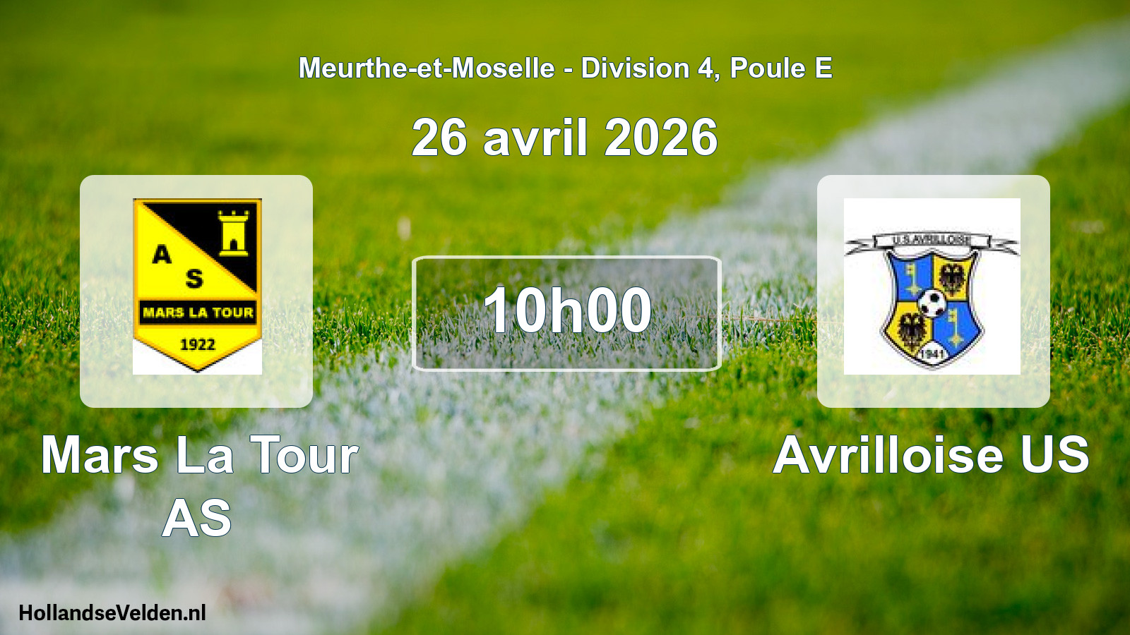 Match programmé: Mars La Tour AS - Avrilloise US (26 avril 2026)