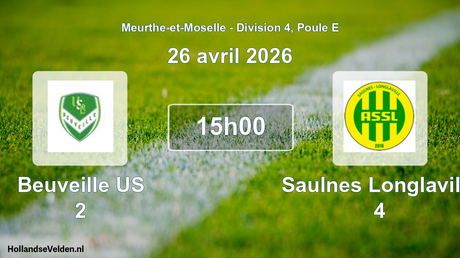 Match programmé: Beuveille US 2 - Saulnes Longlaville 4 (26 avril 2026)