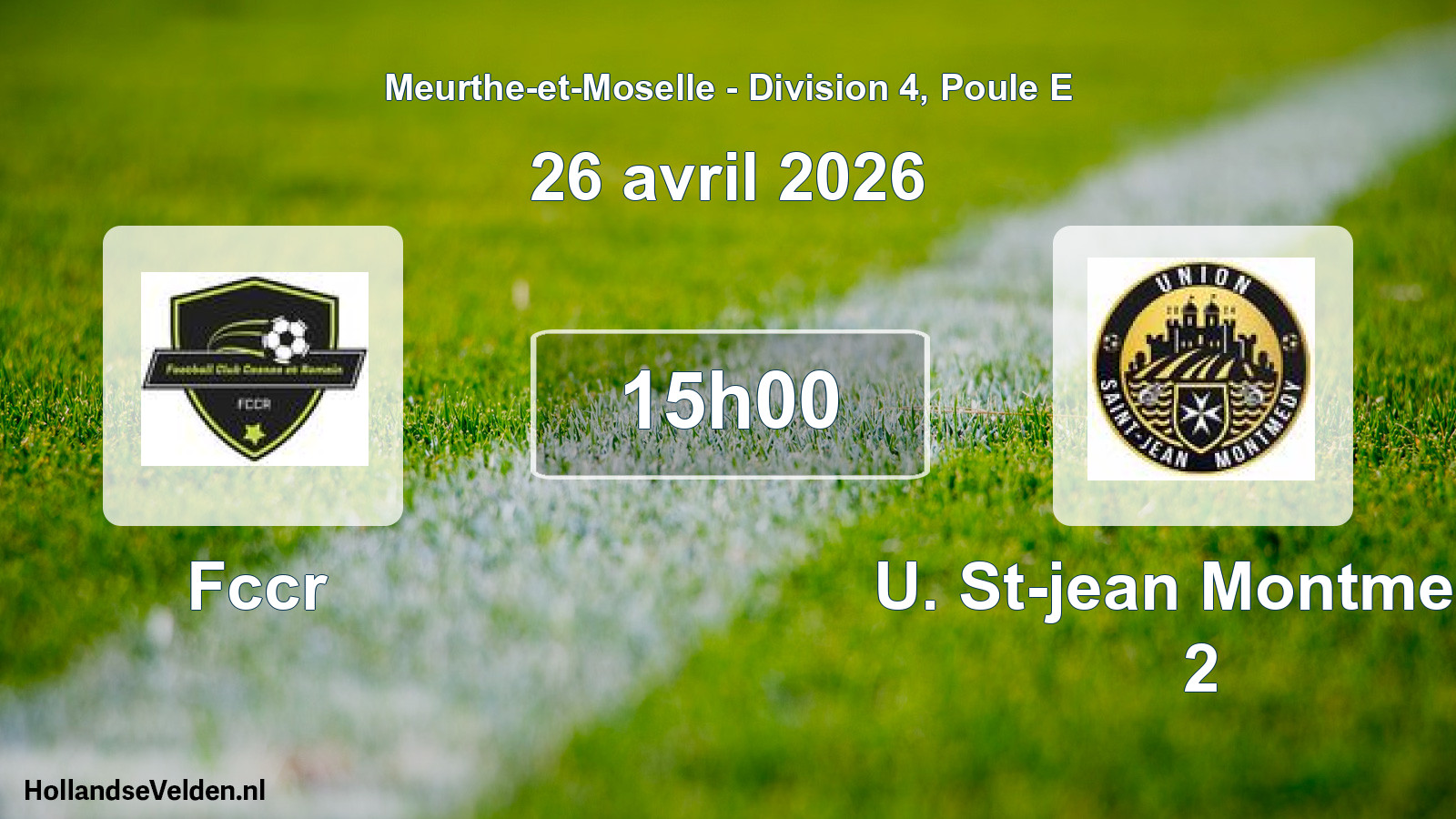 Match programmé: Fccr - U. St-jean Montmedy 2 (26 avril 2026)