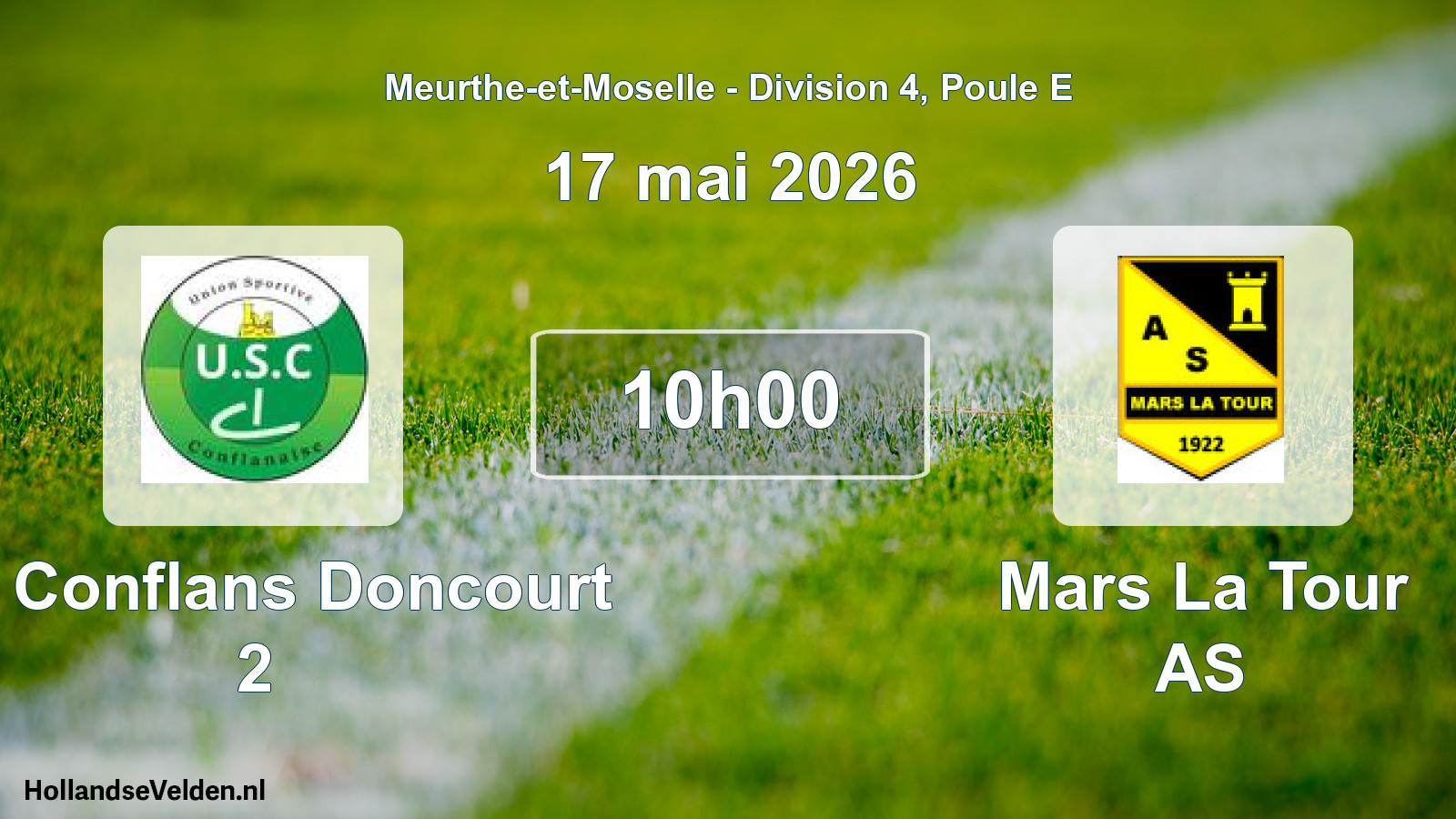 Scheduled Match: US Conflans Doncourt 2 - Mars La Tour AS (17 May 2026)