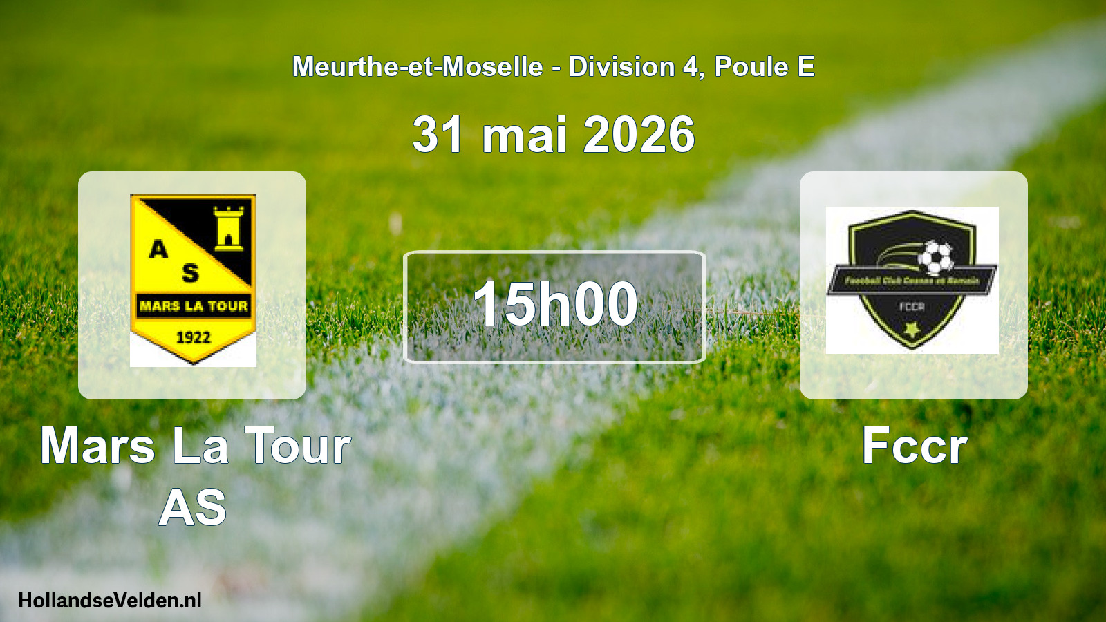 Match programmé: Mars La Tour AS - Fccr (31 mai 2026)