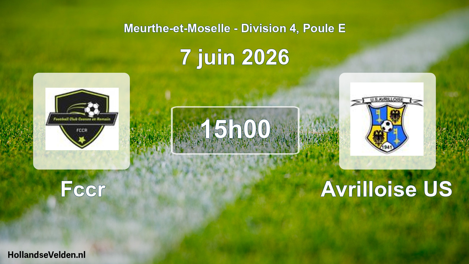 Match programmé: Fccr - Avrilloise US (7 juin 2026)
