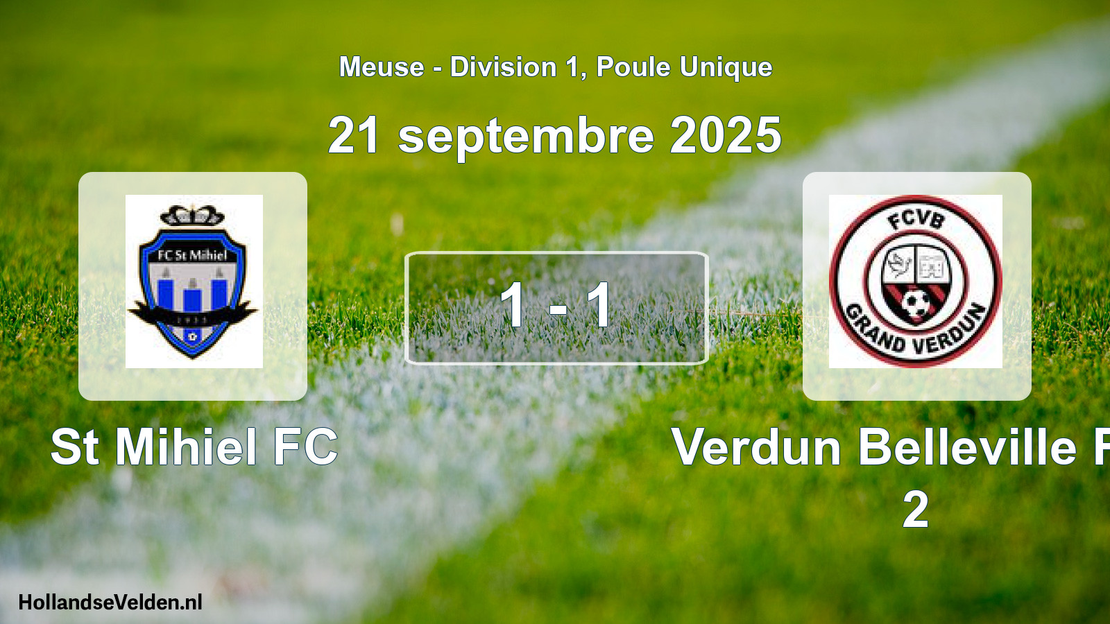 Match joué: St Mihiel FC - Verdun Belleville FC 2 1 - 1 (21 septembre 2025)