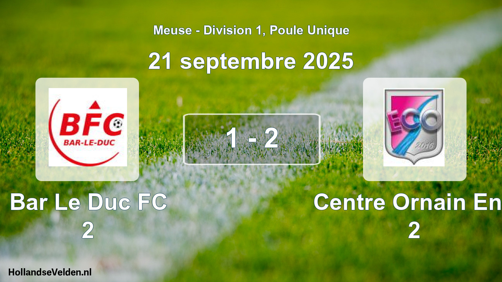 Match joué: Bar Le Duc FC 2 - Centre Ornain Ent. 2 1 - 2 (21 septembre 2025)
