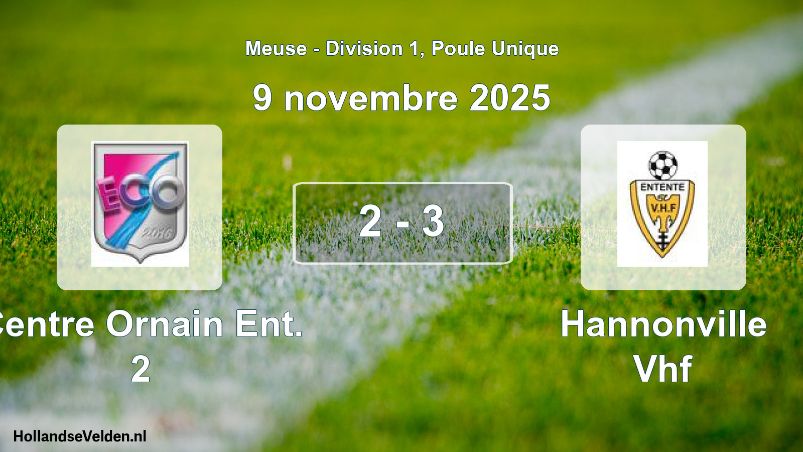 Match joué: Centre Ornain Ent. 2 - Hannonville Vhf 2 - 3 (9 novembre 2025)