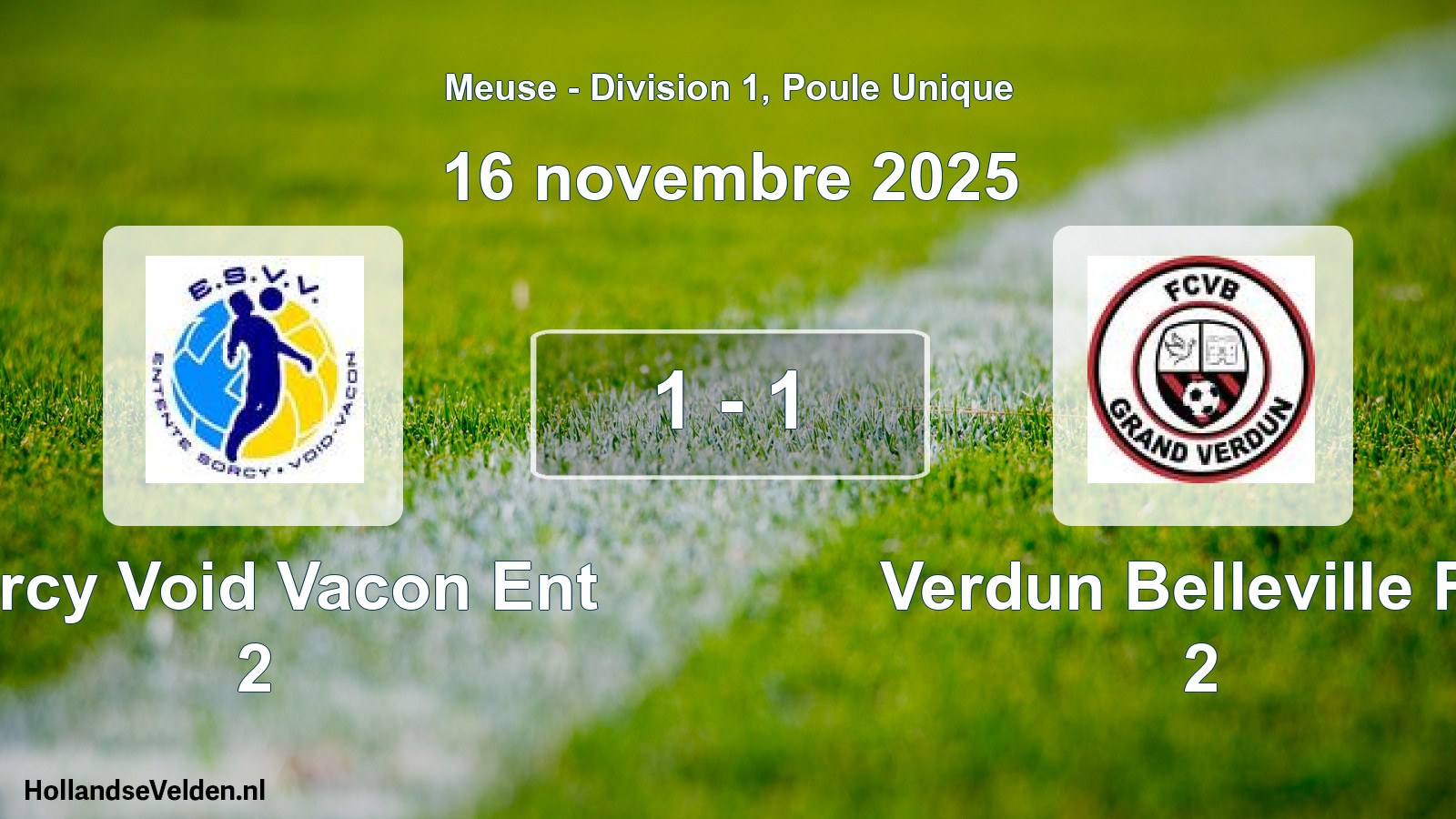 Match joué: Sorcy Void Vacon Ent 2 - Verdun Belleville FC 2 1 - 1 (16 novembre 2025)