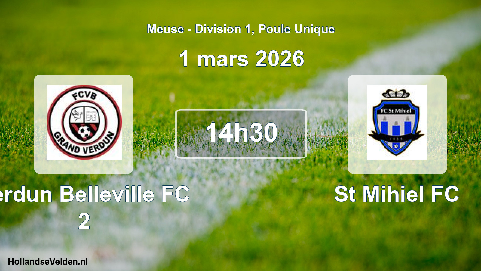 Match programmé: Verdun Belleville FC 2 - St Mihiel FC (1 mars 2026)