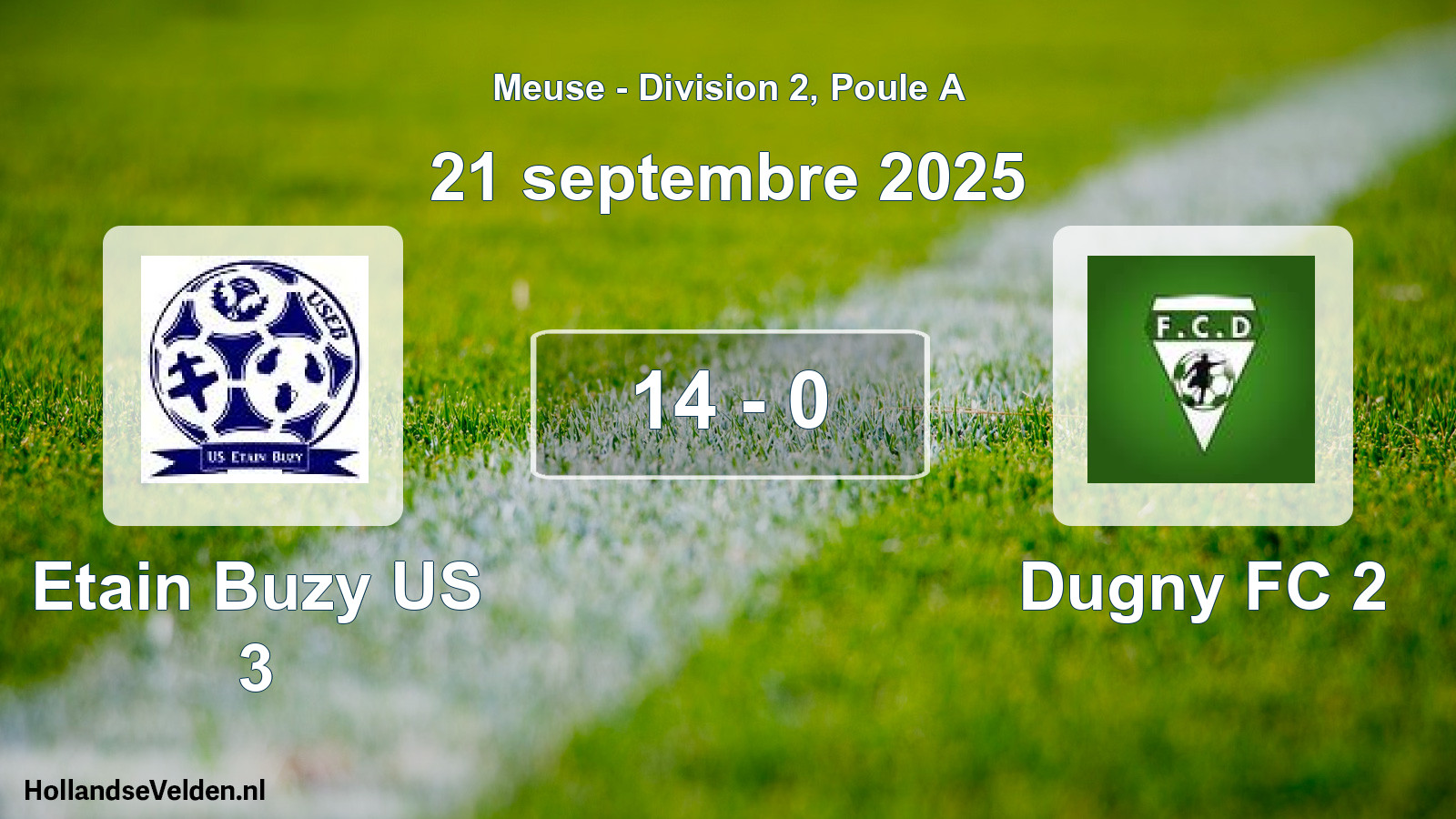 Match joué: Etain Buzy US 3 - Dugny FC 2 14 - 0 (21 septembre 2025)