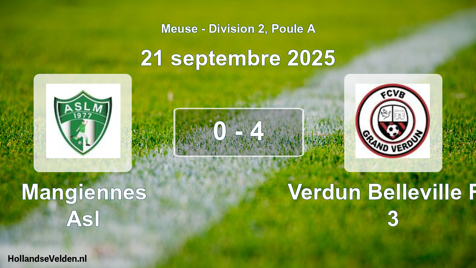 Match joué: Mangiennes Asl - Verdun Belleville FC 3 0 - 4 (21 septembre 2025)