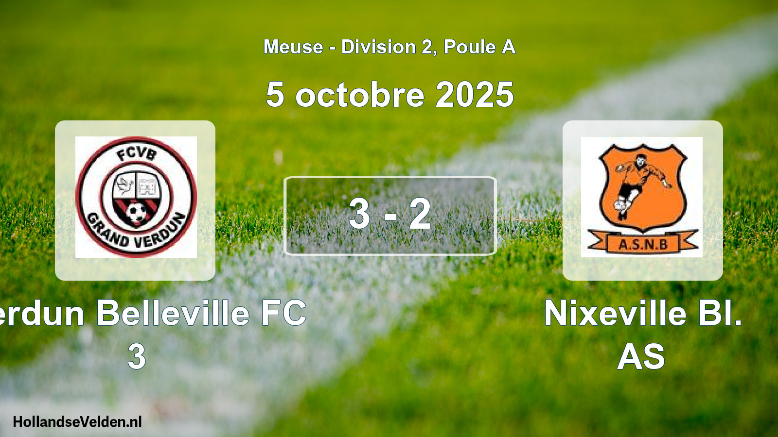Gespeelde wedstrijd: Verdun Belleville FC 3 - Nixeville Bl. AS 3 - 2 (5 oktober 2025)