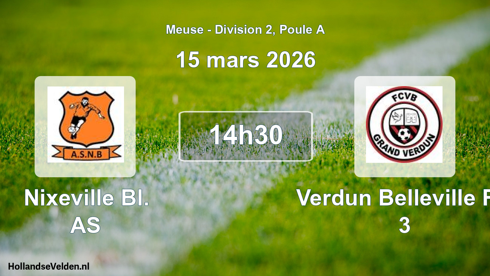 Match programmé: Nixeville Bl. AS - Verdun Belleville FC 3 (15 mars 2026)