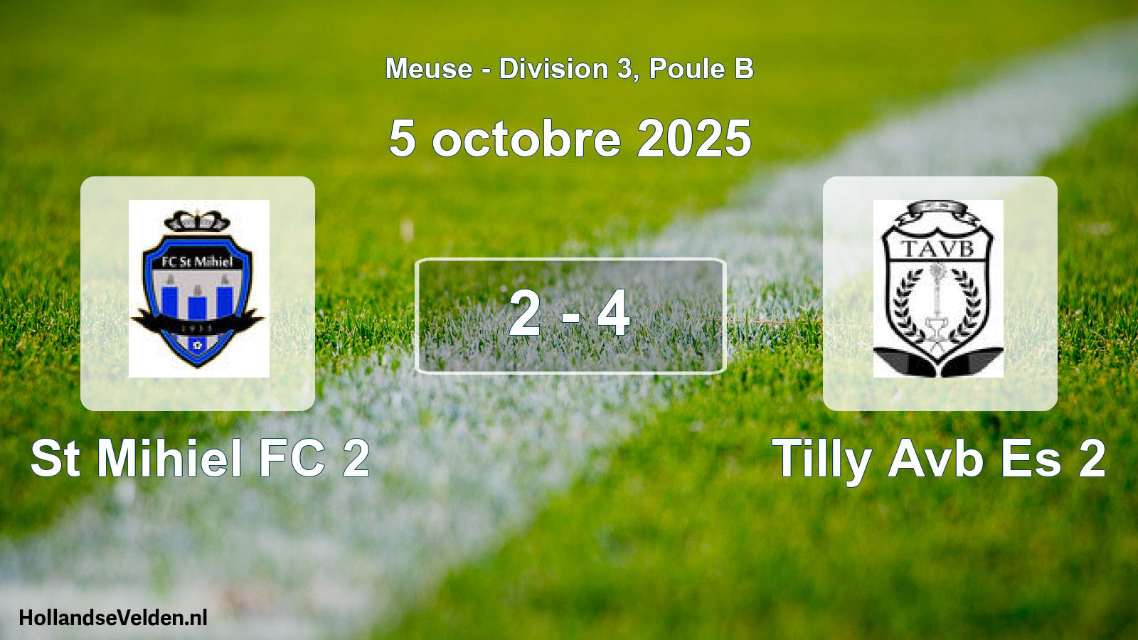 Gespeelde wedstrijd: St Mihiel FC 2 - Tilly Avb Es 2 2 - 4 (5 oktober 2025)