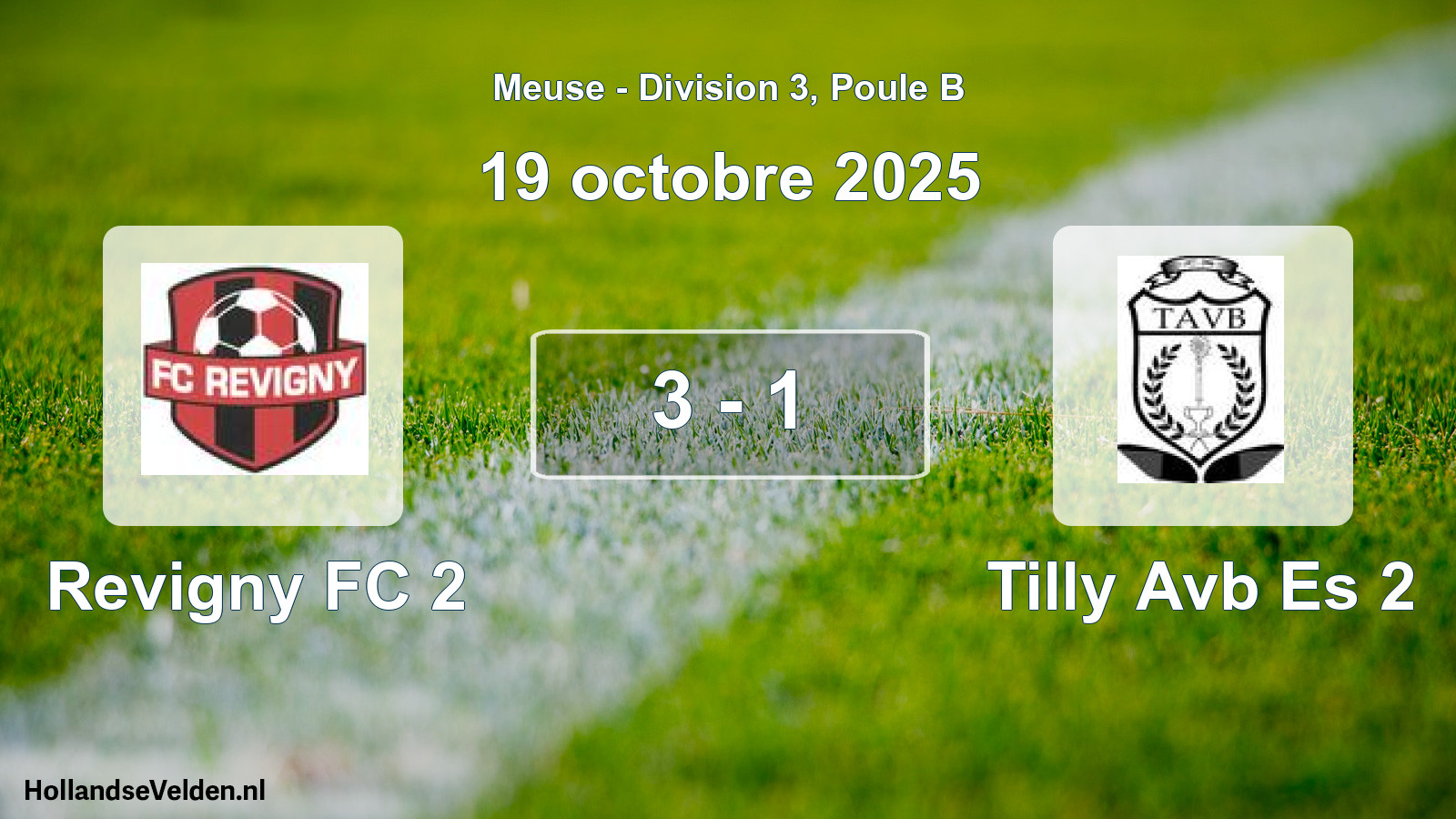 Match joué: Revigny FC 2 - Tilly Avb Es 2 3 - 1 (19 octobre 2025)