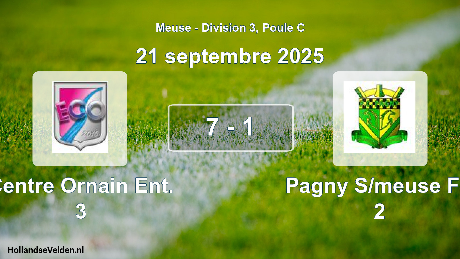 Match joué: Centre Ornain Ent. 3 - Pagny S/meuse FC 2 7 - 1 (21 septembre 2025)