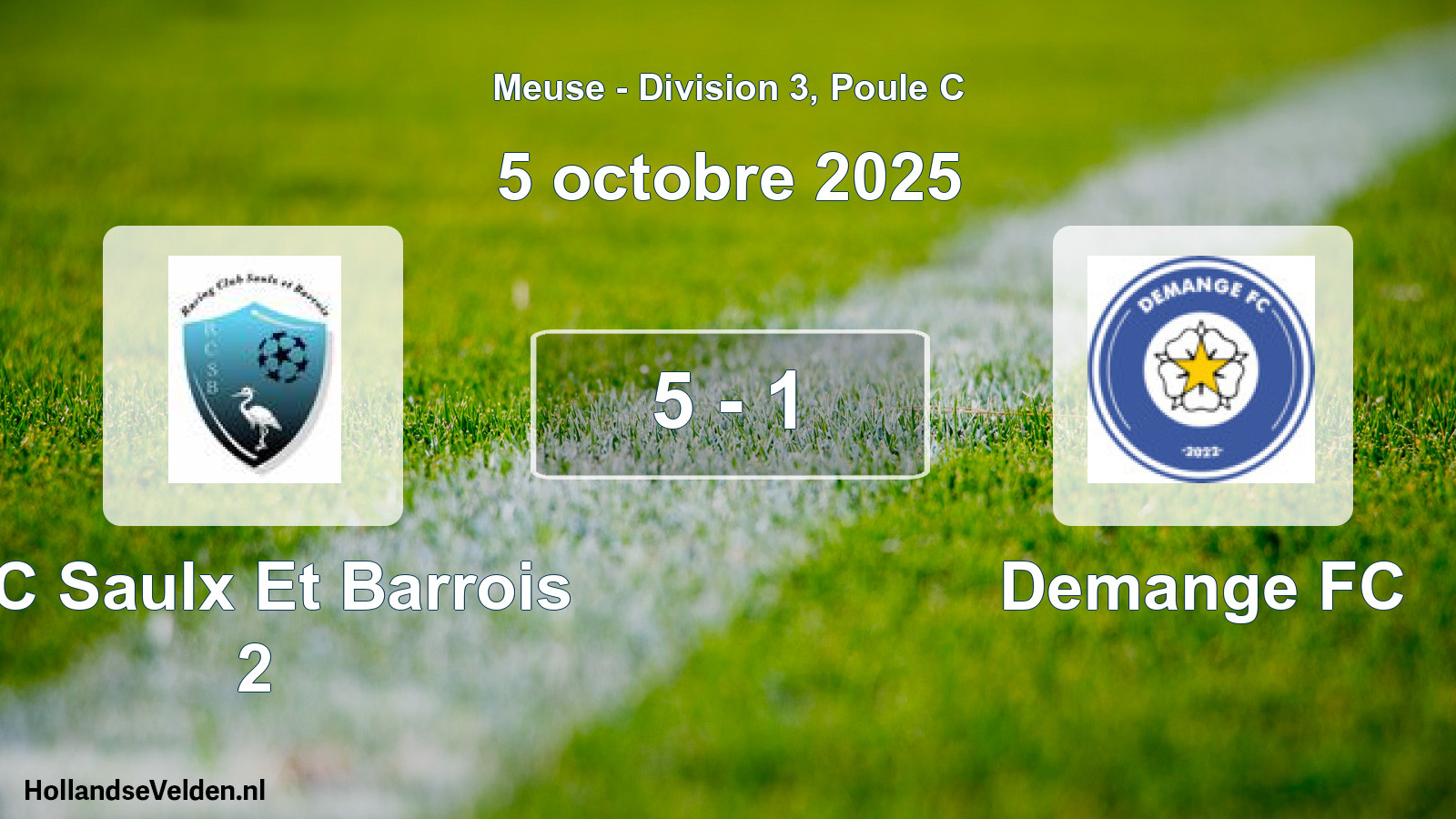 Match joué: RC Saulx Et Barrois 2 - Demange FC 5 - 1 (5 octobre 2025)