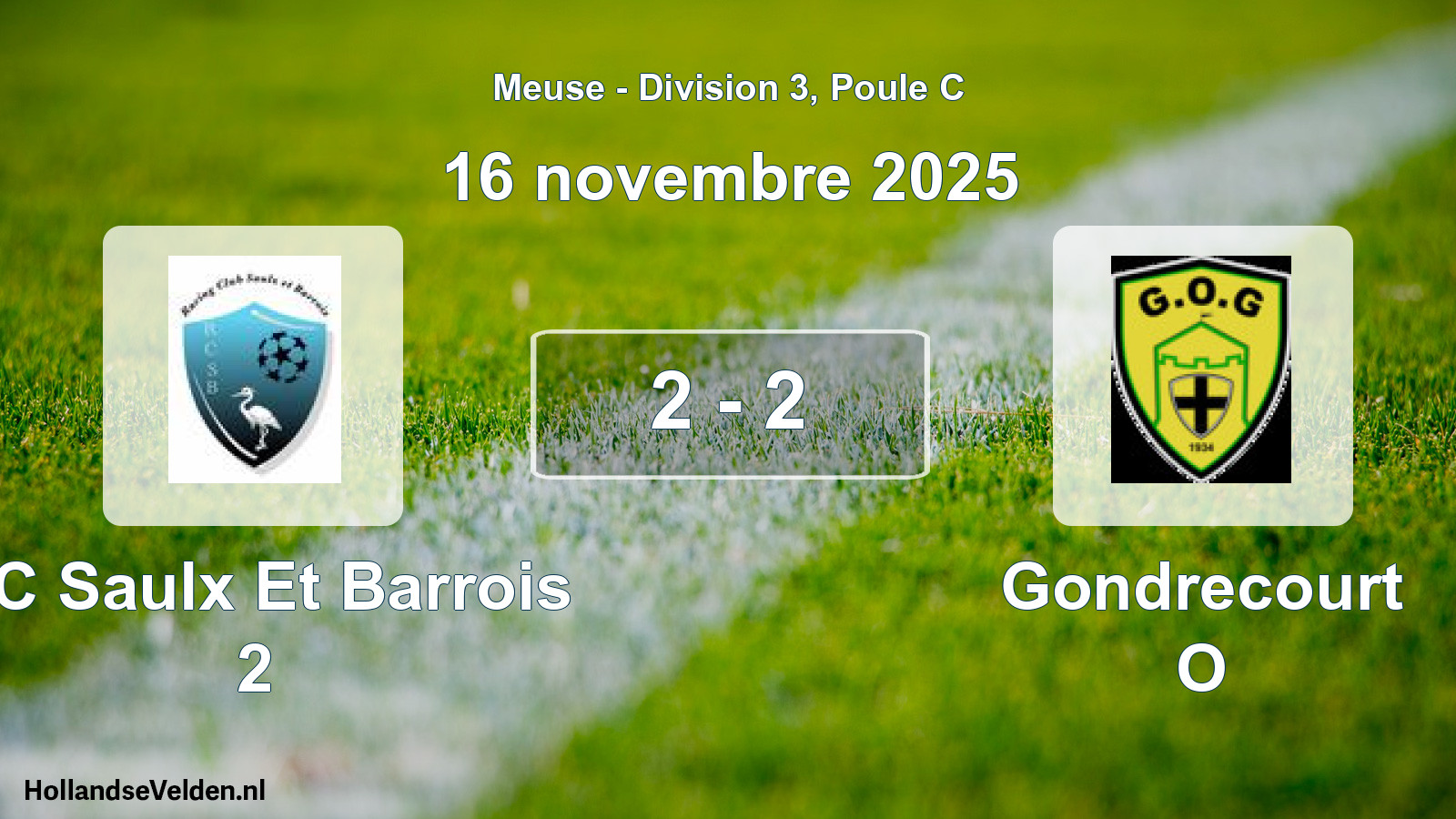 Match joué: RC Saulx Et Barrois 2 - Gondrecourt O 2 - 2 (16 novembre 2025)