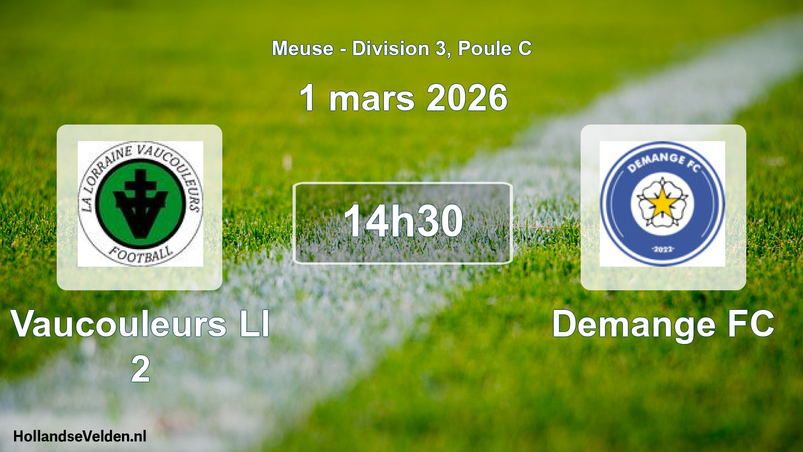 Match programmé: Vaucouleurs Ll 2 - Demange FC (1 mars 2026)