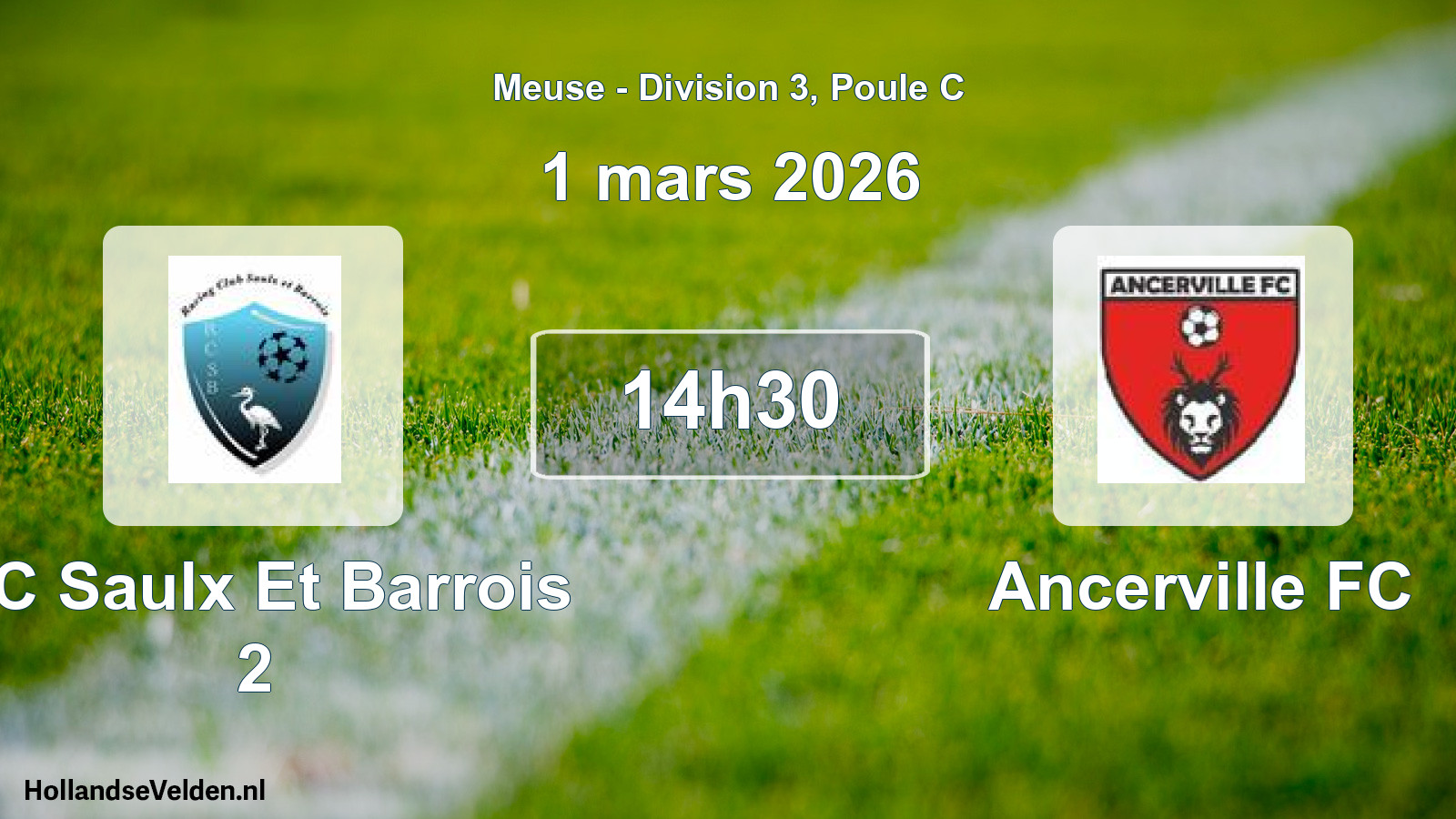 Match programmé: RC Saulx Et Barrois 2 - Ancerville FC (1 mars 2026)