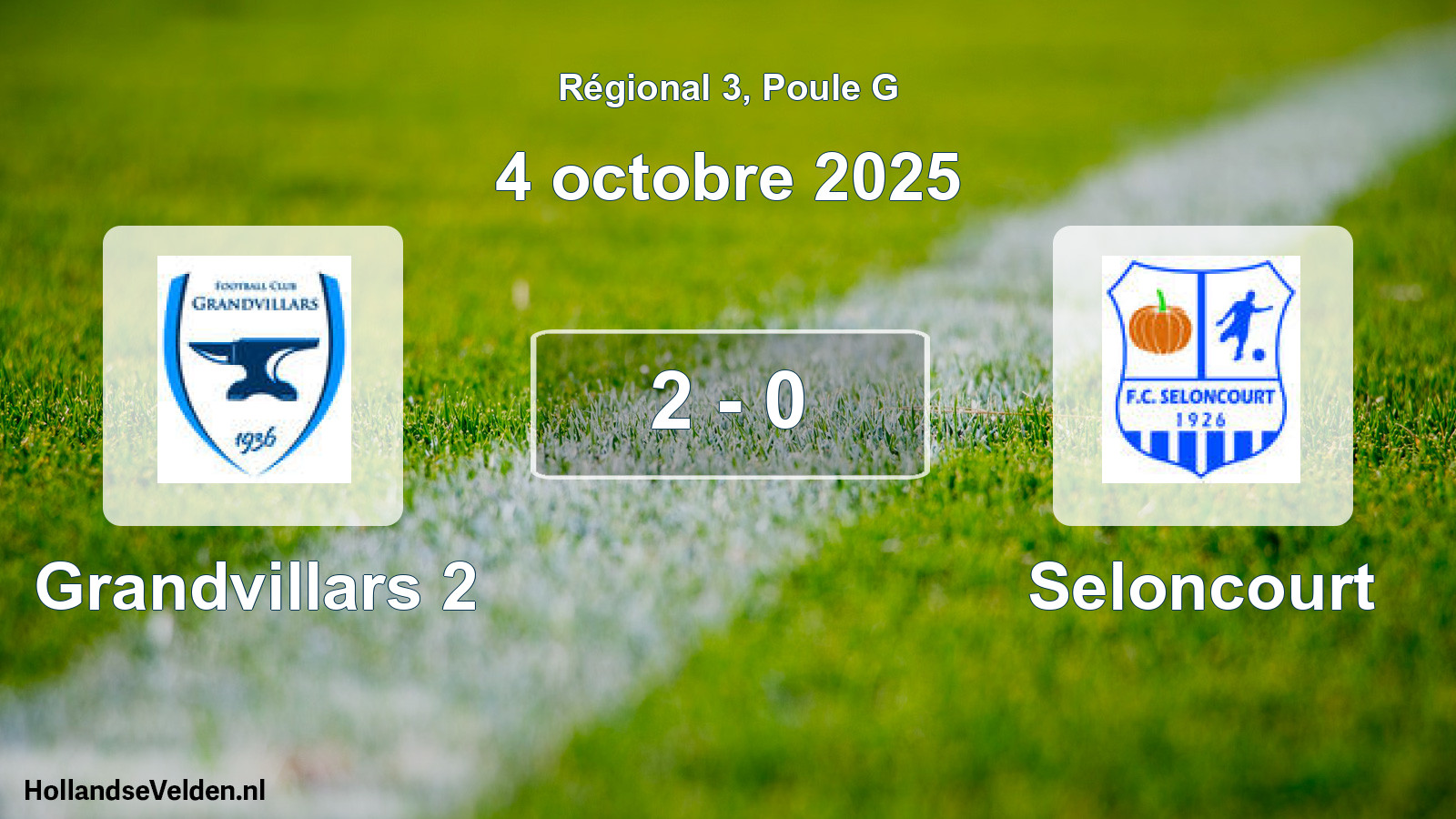 Total number of matches played: Grandvillars 2 - Seloncourt 2 - 0 (4 October 2025)