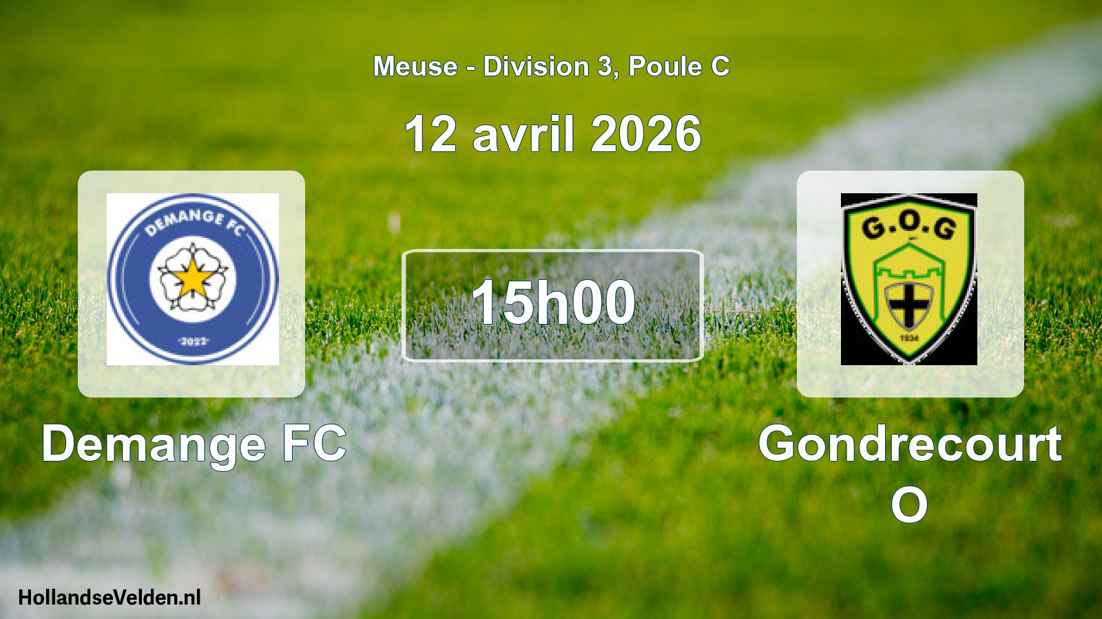 Match programmé: Demange FC - Gondrecourt O (12 avril 2026)