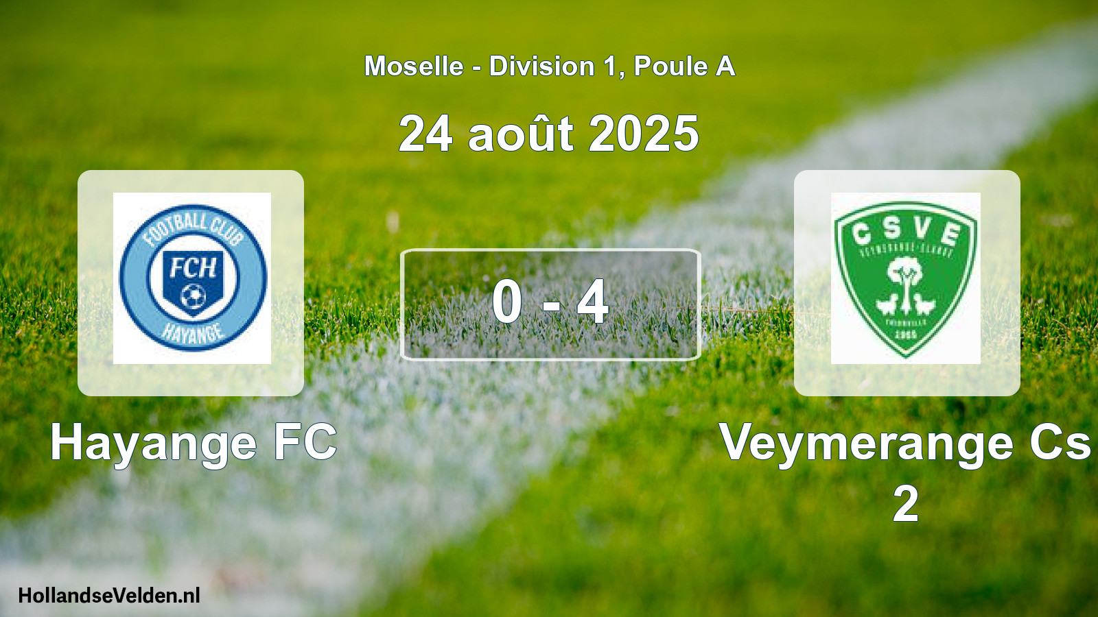 Match joué: Hayange FC - Veymerange Cs 2 0 - 4 (24 août 2025)