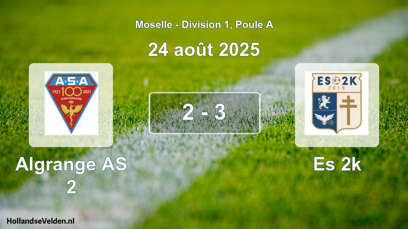 Match joué: Algrange AS 2 - Es 2k 2 - 3 (24 août 2025)