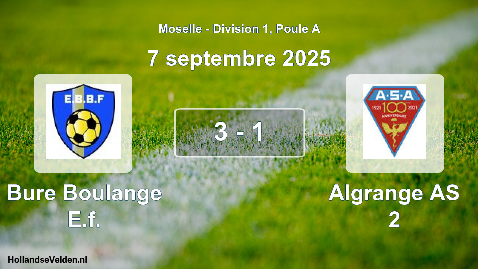 Match joué: Bure Boulange E.f. - Algrange AS 2 3 - 1 (7 septembre 2025)