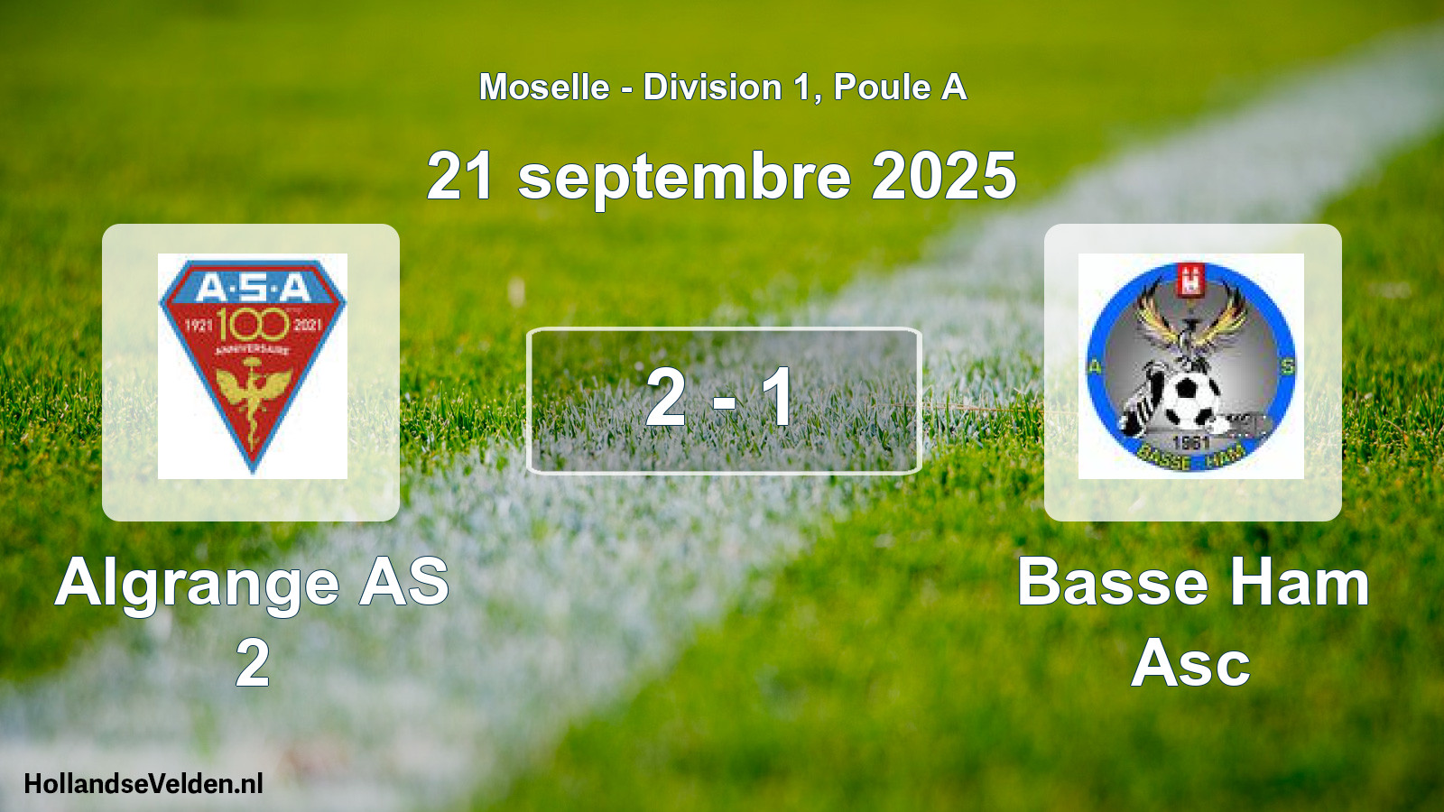Match joué: Algrange AS 2 - Basse Ham Asc 2 - 1 (21 septembre 2025)