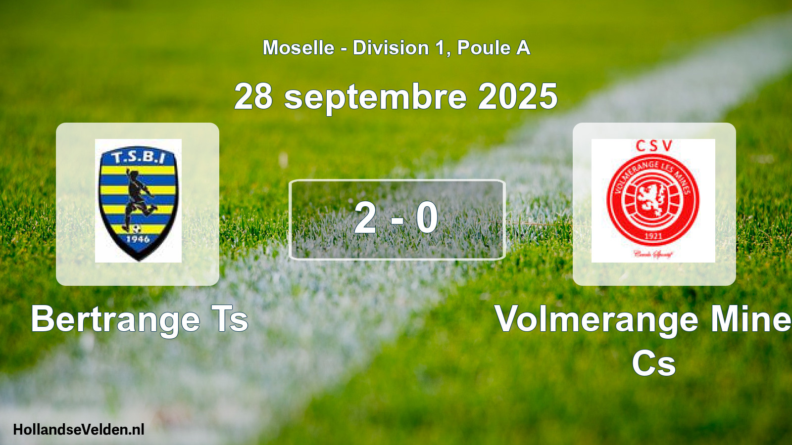 Match joué: Bertrange Ts - Volmerange Mines Cs 2 - 0 (28 septembre 2025)
