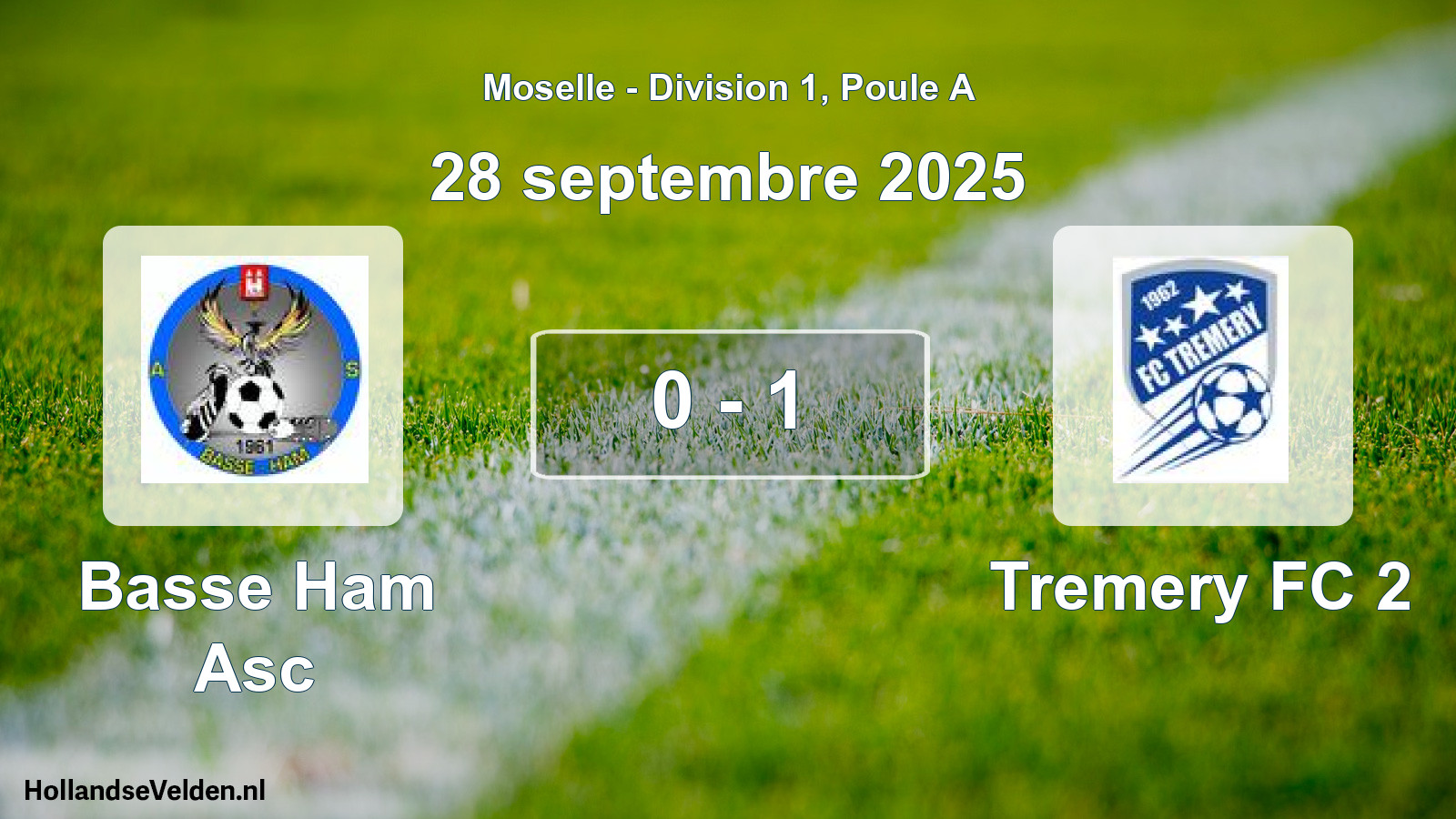Gespeelde wedstrijd: Basse Ham Asc - Tremery FC 2 0 - 1 (28 september 2025)