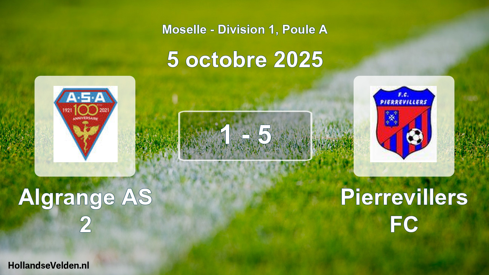 Match joué: Algrange AS 2 - Pierrevillers FC 1 - 5 (5 octobre 2025)