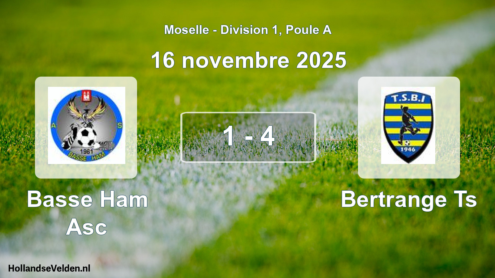 Total number of matches played: Basse Ham Asc - Bertrange Ts 1 - 4 (16 November 2025)