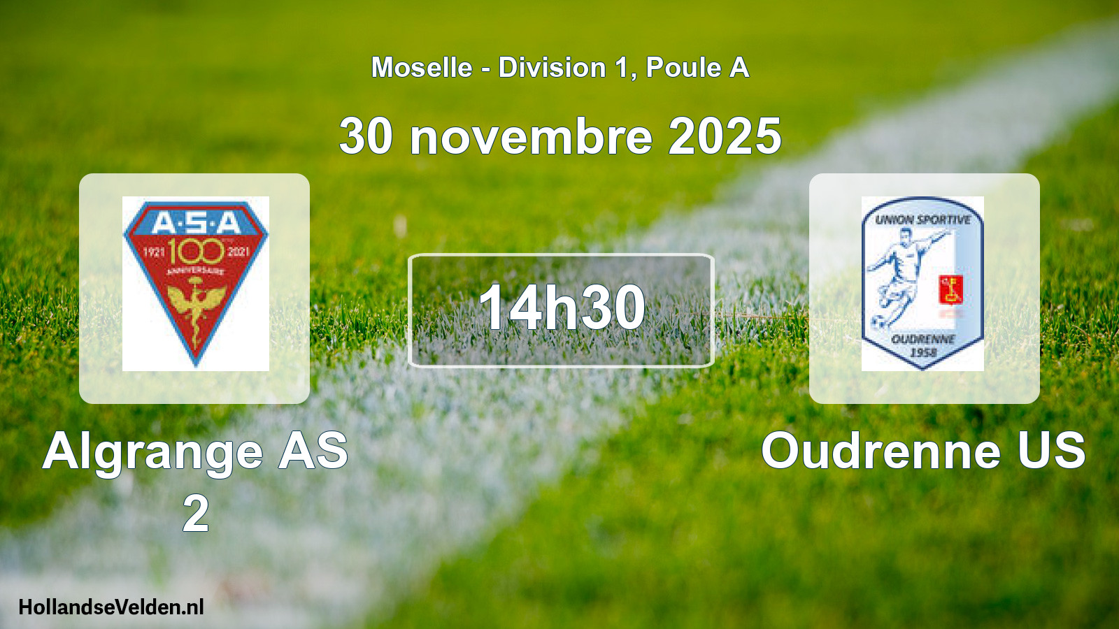 Match programmé: Algrange AS 2 - Oudrenne US (30 novembre 2025)
