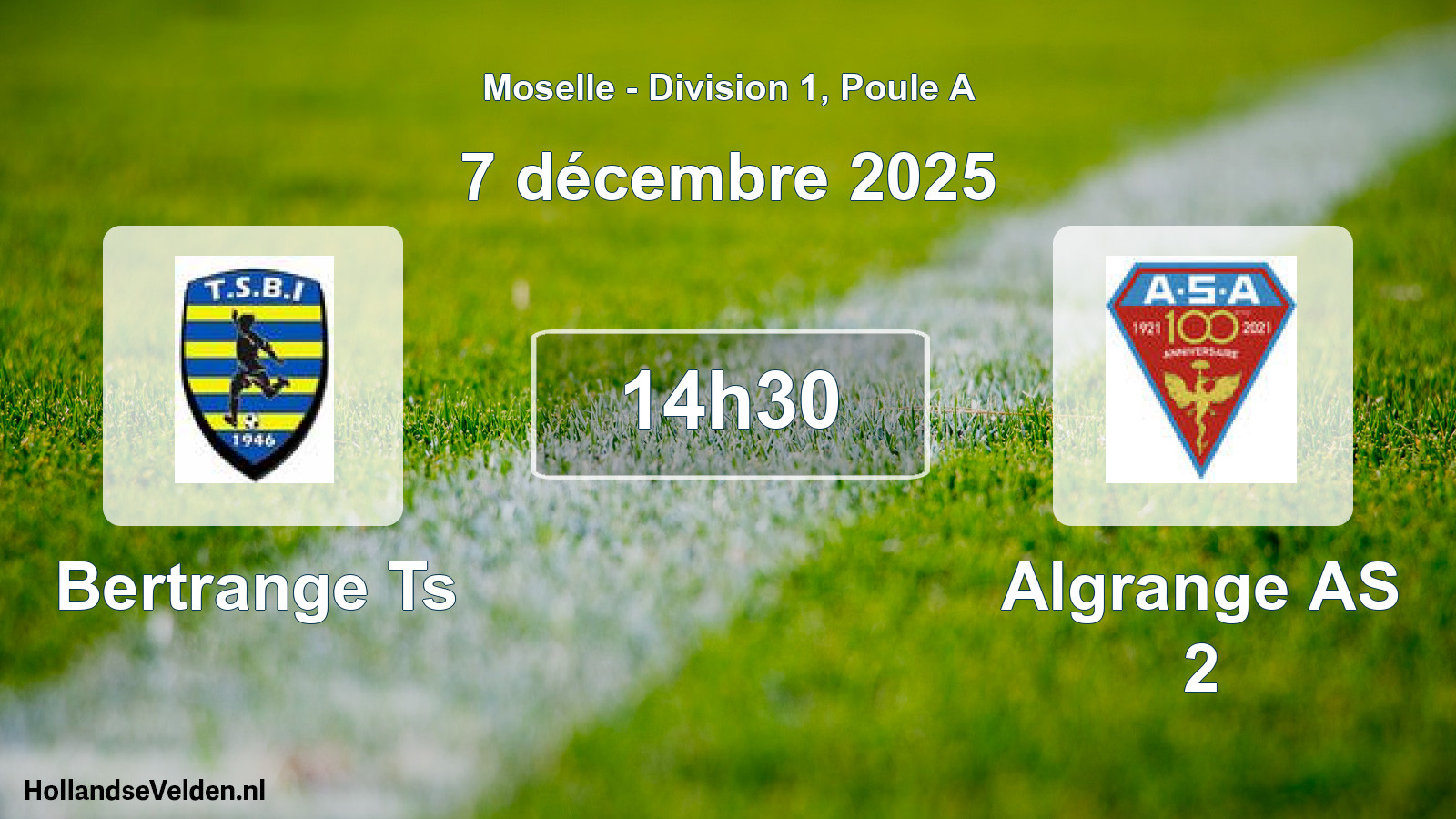 Match programmé: Bertrange Ts - Algrange AS 2 (7 décembre 2025)