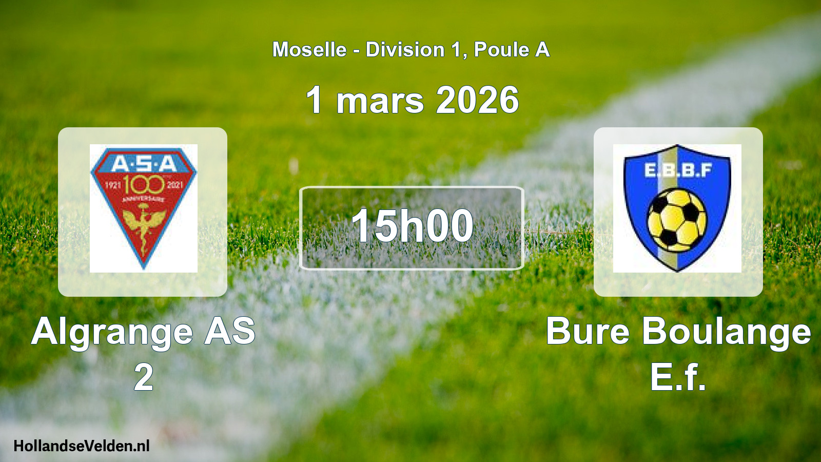 Match programmé: Algrange AS 2 - Bure Boulange E.f. (1 mars 2026)