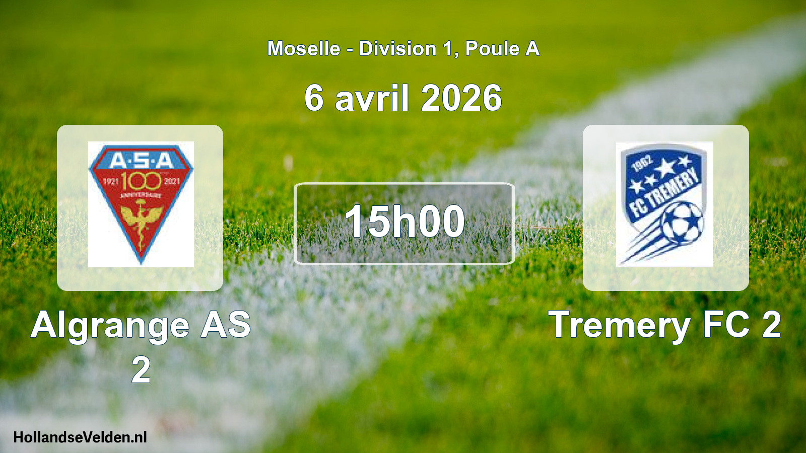 Match programmé: Algrange AS 2 - Tremery FC 2 (6 avril 2026)