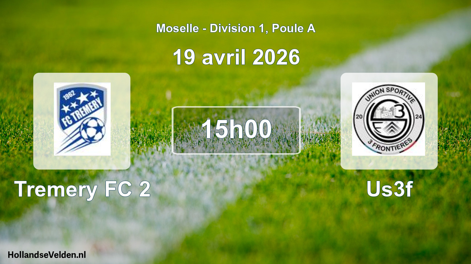 Match programmé: Tremery FC 2 - Us3f (19 avril 2026)