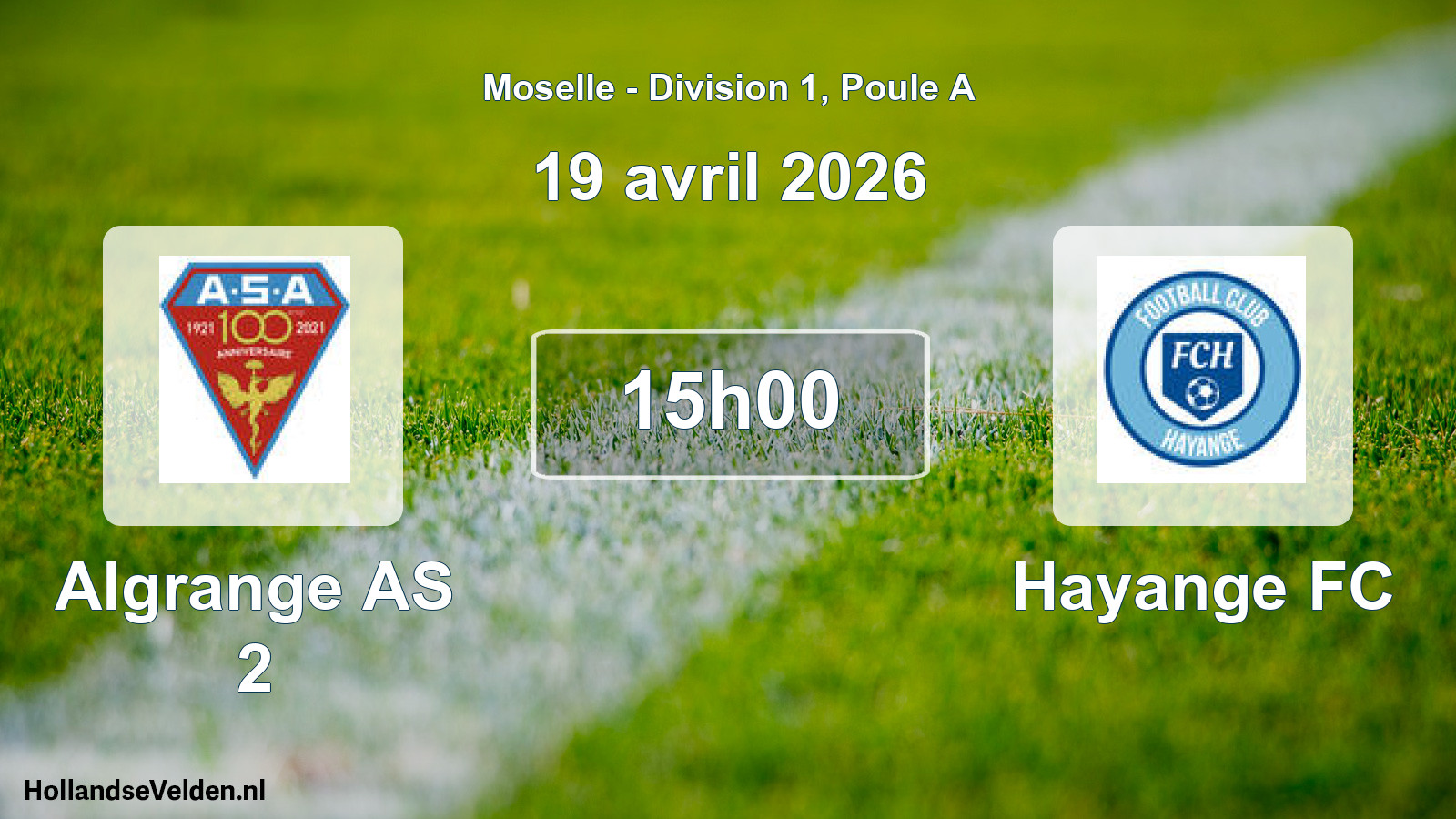 Match programmé: Algrange AS 2 - Hayange FC (19 avril 2026)