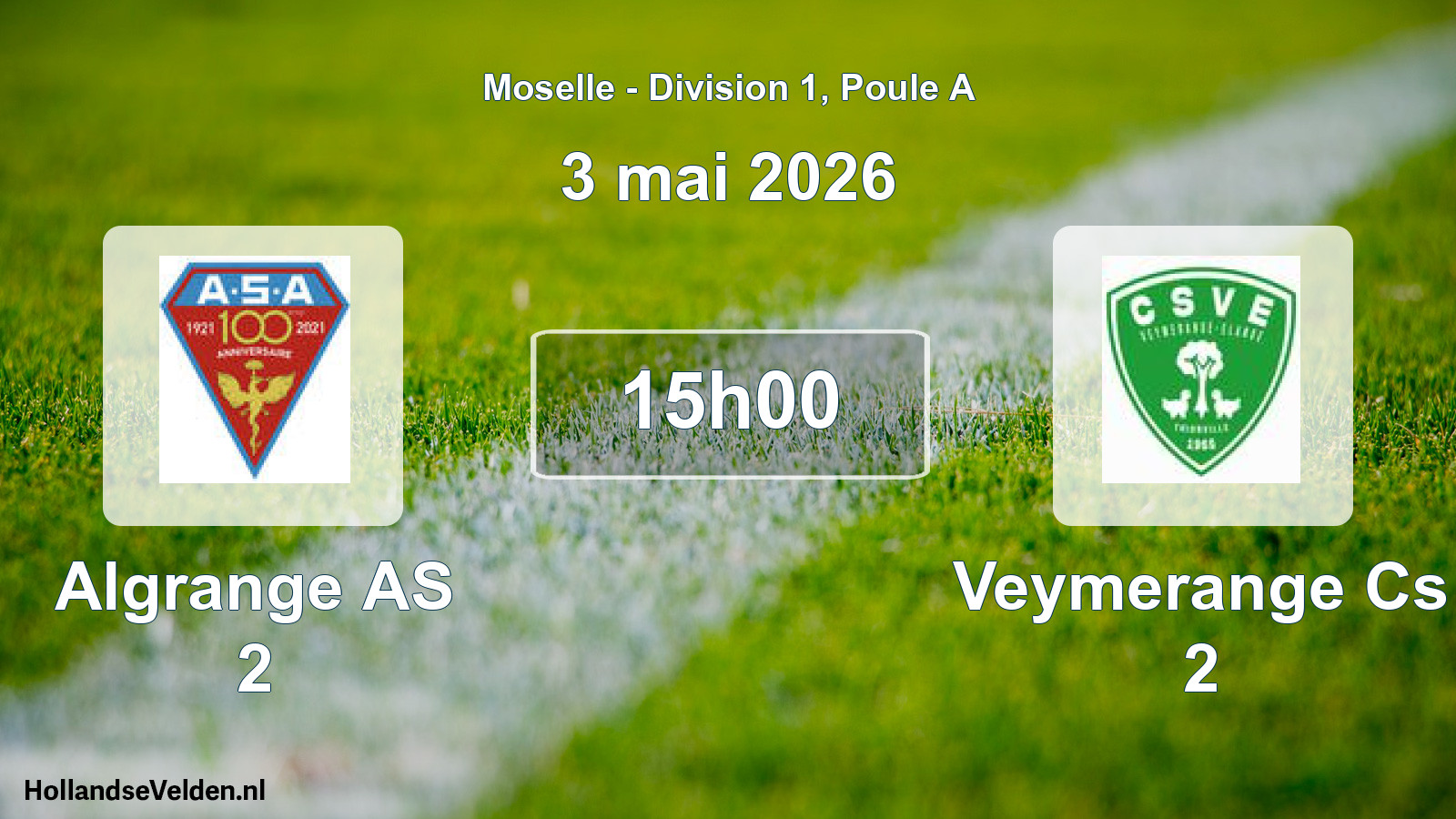 Match programmé: Algrange AS 2 - Veymerange Cs 2 (3 mai 2026)