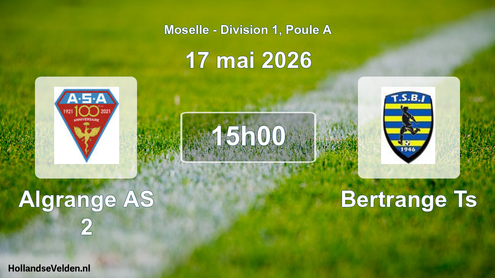 Match programmé: Algrange AS 2 - Bertrange Ts (17 mai 2026)