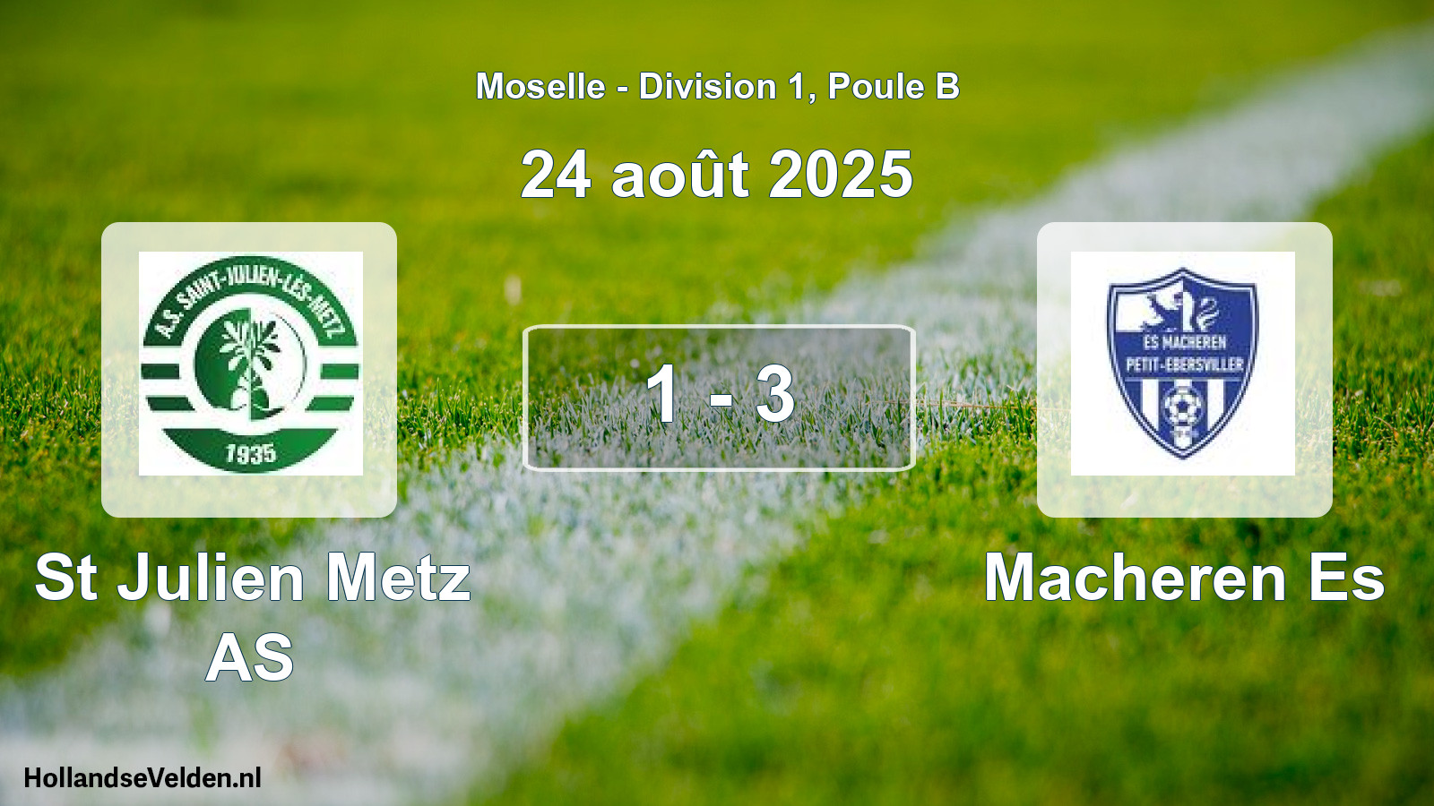 Total number of matches played: St Julien Metz AS - Macheren Es 1 - 3 (24 August 2025)