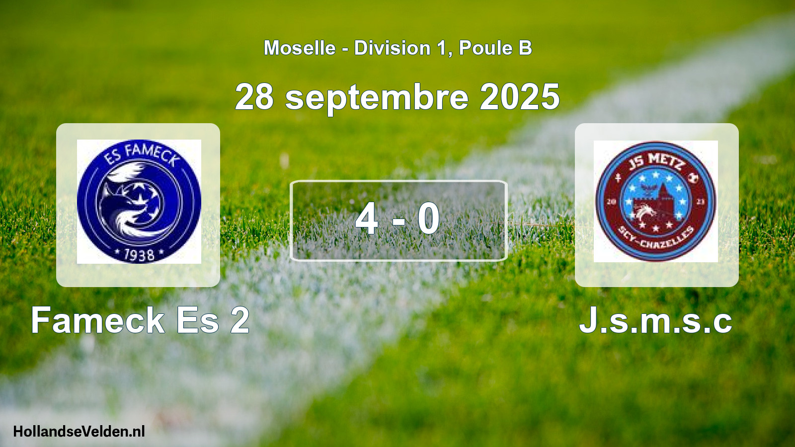 Match joué: Fameck Es 2 - J.s.m.s.c 4 - 0 (28 septembre 2025)