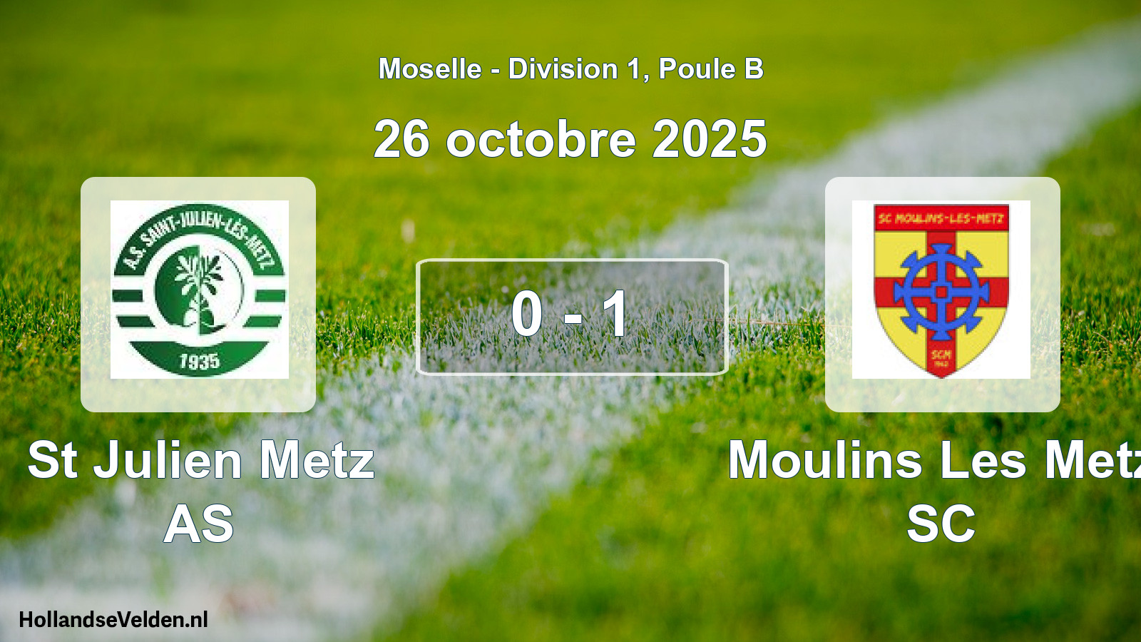 Match joué: St Julien Metz AS - Moulins Les Metz SC 0 - 1 (26 octobre 2025)
