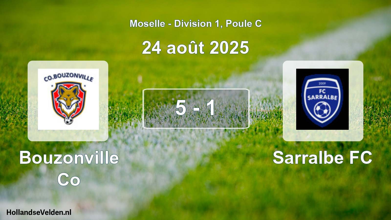 Match joué: Bouzonville Co - Sarralbe FC 5 - 1 (24 août 2025)