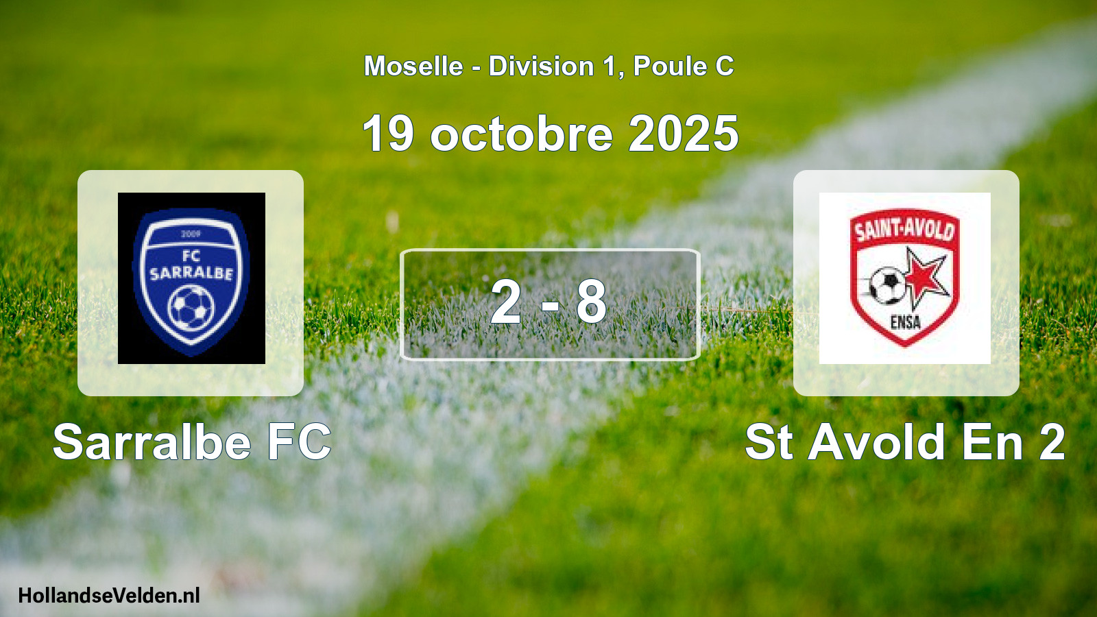 Match joué: Sarralbe FC - St Avold En 2 2 - 8 (19 octobre 2025)