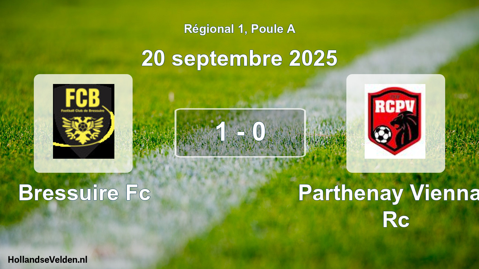 Gespeelde wedstrijd: Bressuire Fc - Parthenay Viennay Rc 1 - 0 (20 septembre 2025)