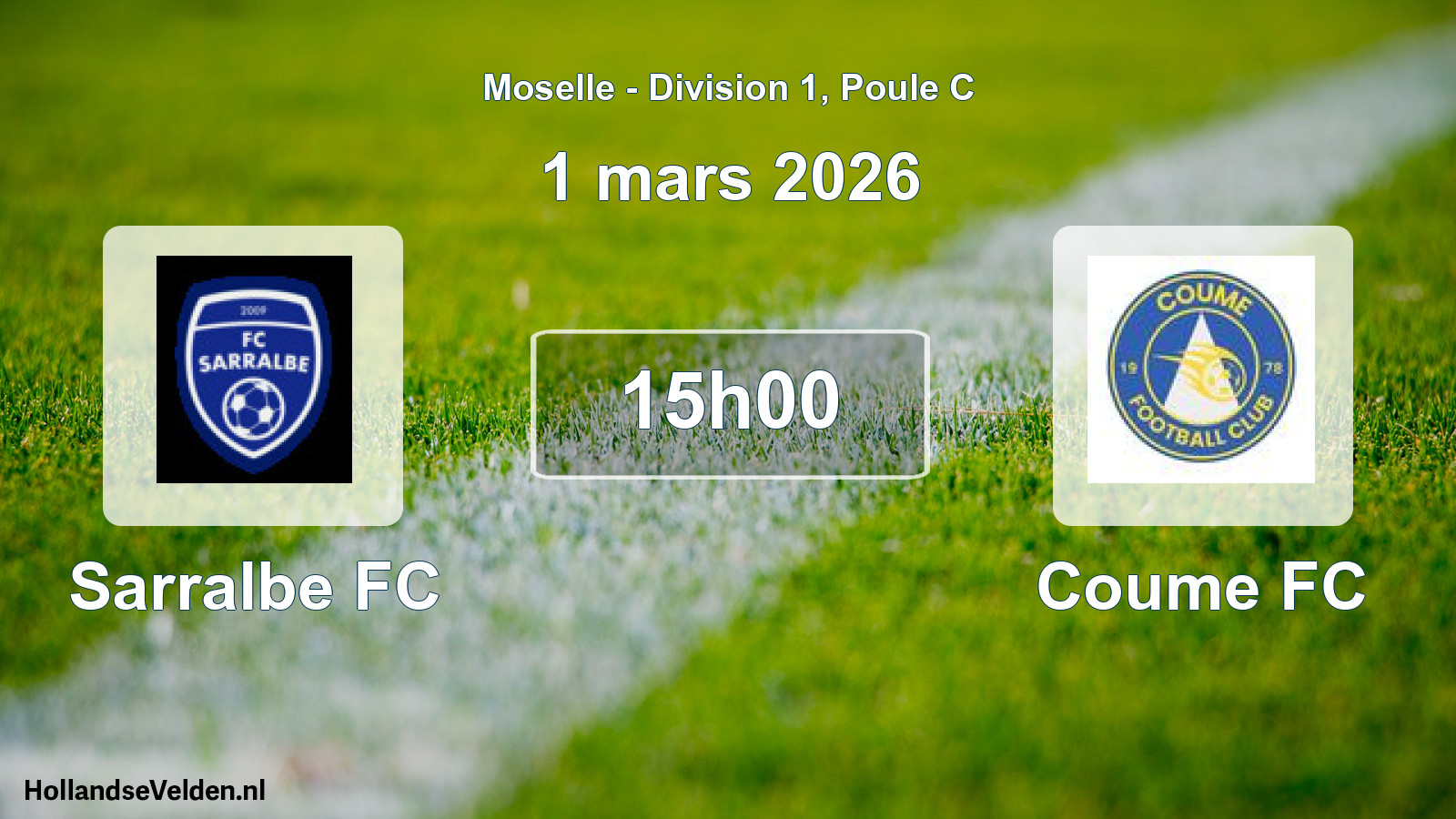 Match programmé: Sarralbe FC - Coume FC (1 mars 2026)