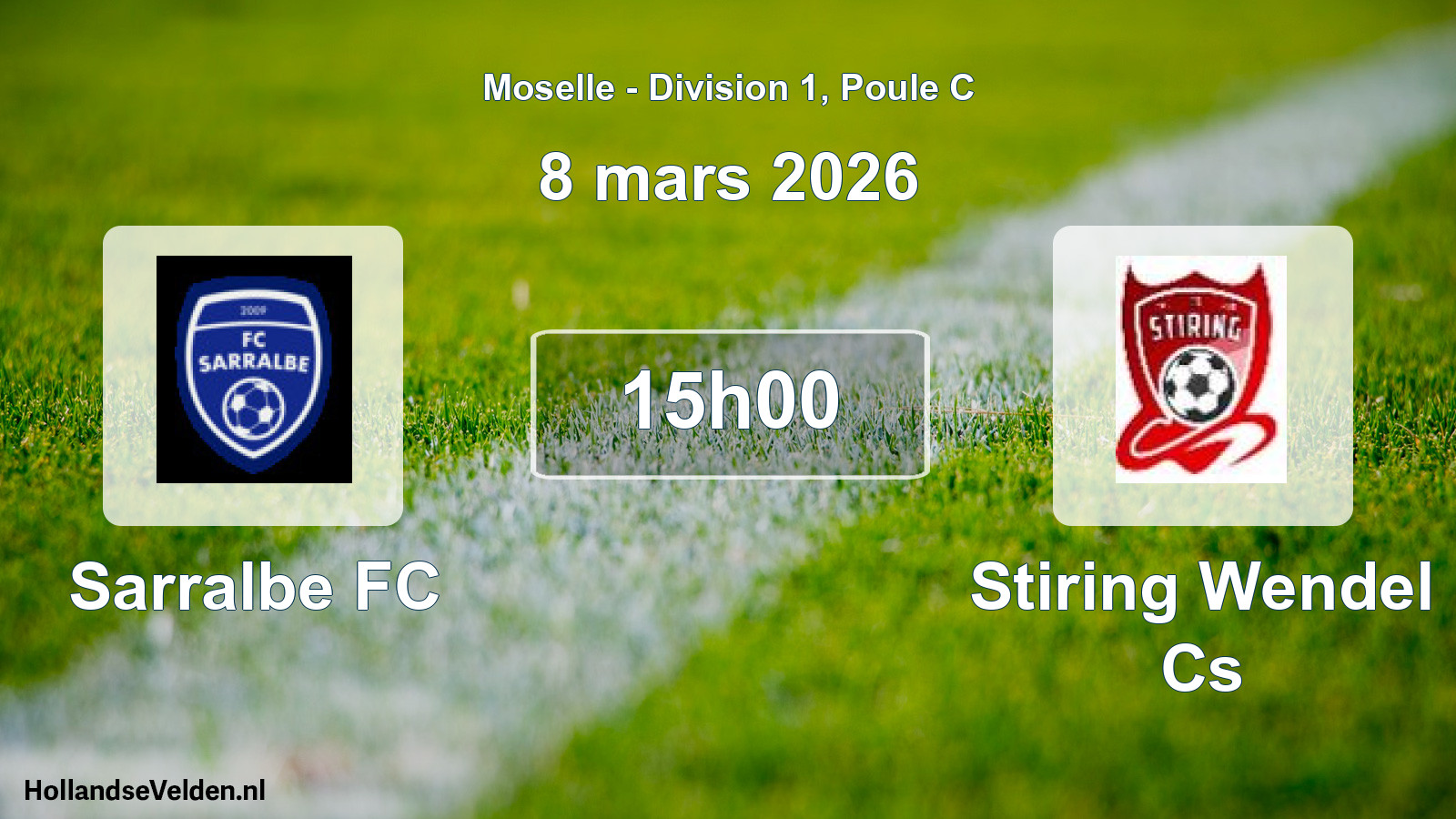 Match programmé: Sarralbe FC - Stiring Wendel Cs (8 mars 2026)