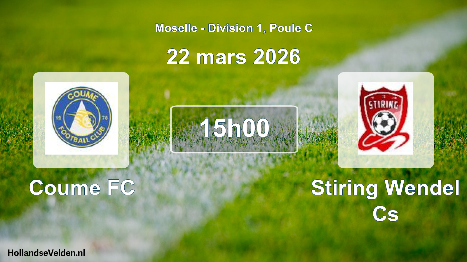 Match programmé: Coume FC - Stiring Wendel Cs (22 mars 2026)